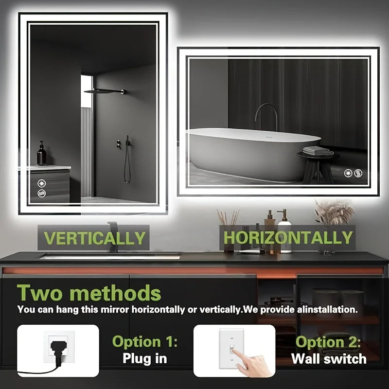 LED Bathroom Mirror, Bathroom Vanity with Anti-Fog,