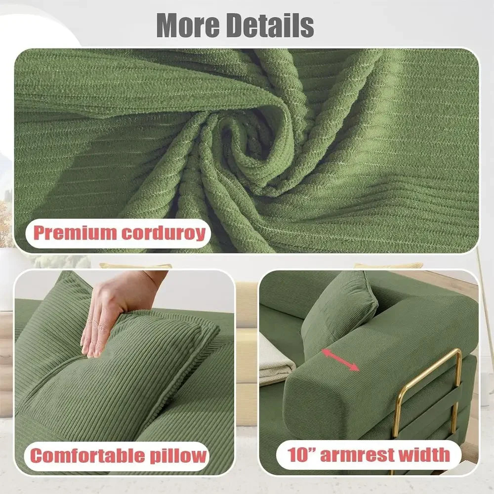 Convertible Sleeper Sofa Bed with Gold Legs