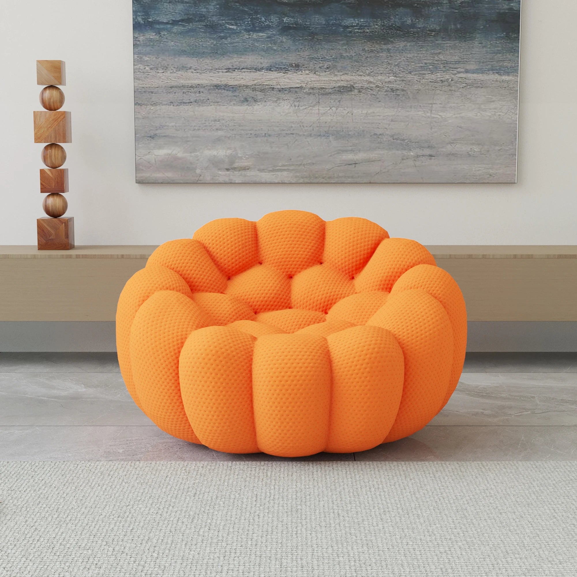 Oversized Boneless Bubble Couch, Football-Shaped Design