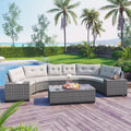 Acacia Wood Half-Moon Outdoor Sofa Set