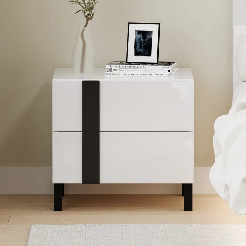 Modern 3-Piece Bedroom Set Floating Bed Frame Queen Size LED Light & 2 Nightstands, White