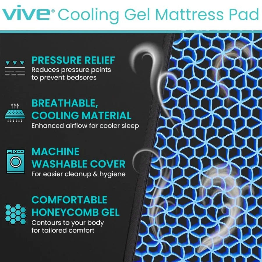 Cooling Gel Mattress Topper - Honeycomb Egg Crate Bed Pad for Hot Sleepers