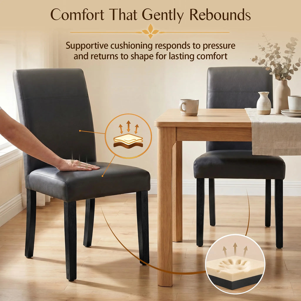 Modern Leather Dining Chairs Set of 2