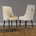 Modern PU Leather Set of 2 Dining Chairs with Metal Legs