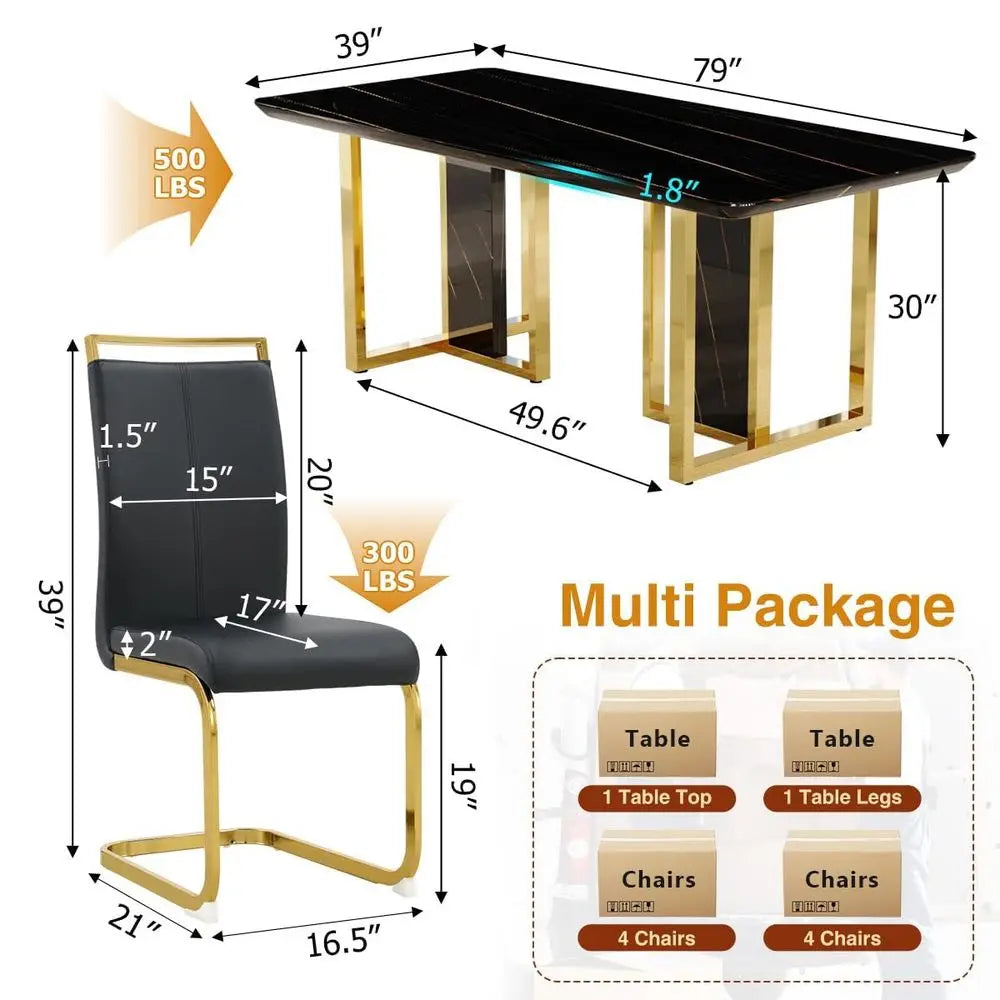 Black Modern Dining Table Set