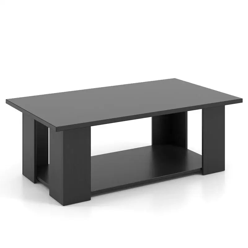 Large 2-tier Modern Wooden Coffee Table