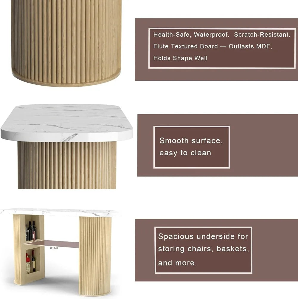 Fluted Counter Height Bar Table