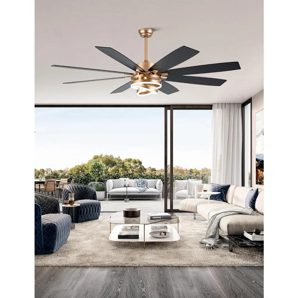 Large 72 Inch Modern Ceiling Fan with Lights and Remote