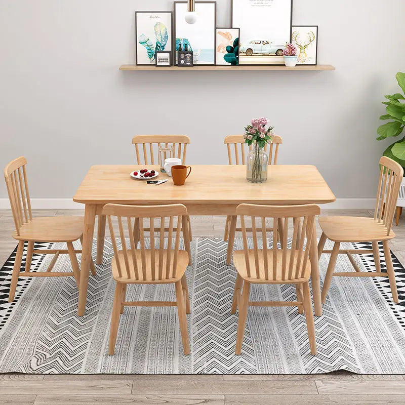 Nordic Solid Wood Dining Table Set 4 Chairs