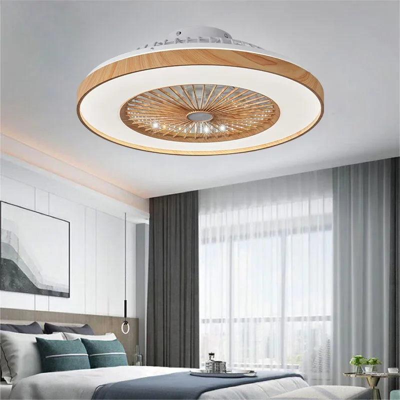 Wood grain Ceiling electric fan light