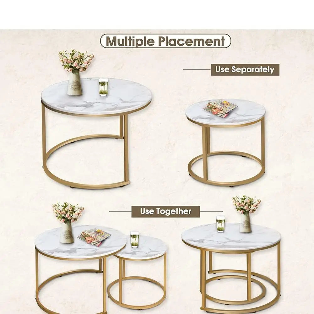White Set of 2 Coffee Nesting Tables