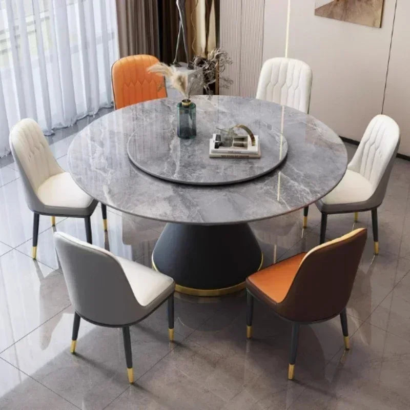 Round Sliding Table Luxury Table Stainless Steel Kitchen Islands Transparent Mesa Comedor Garden Furniture Sliding Dining Wash