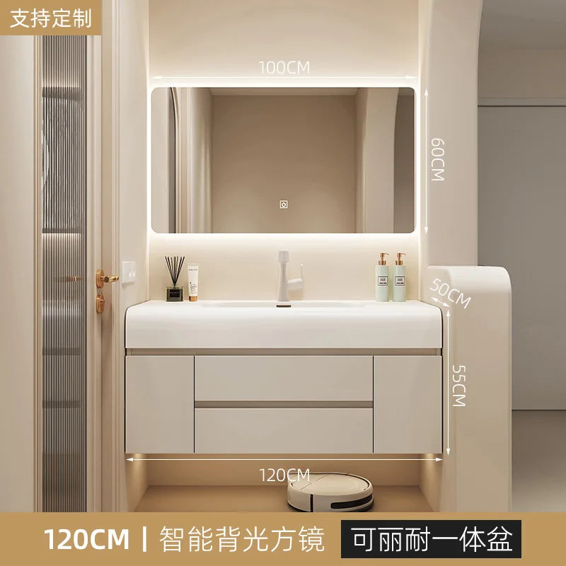 Luxury Cabinet White Rock Integrated Washbasin