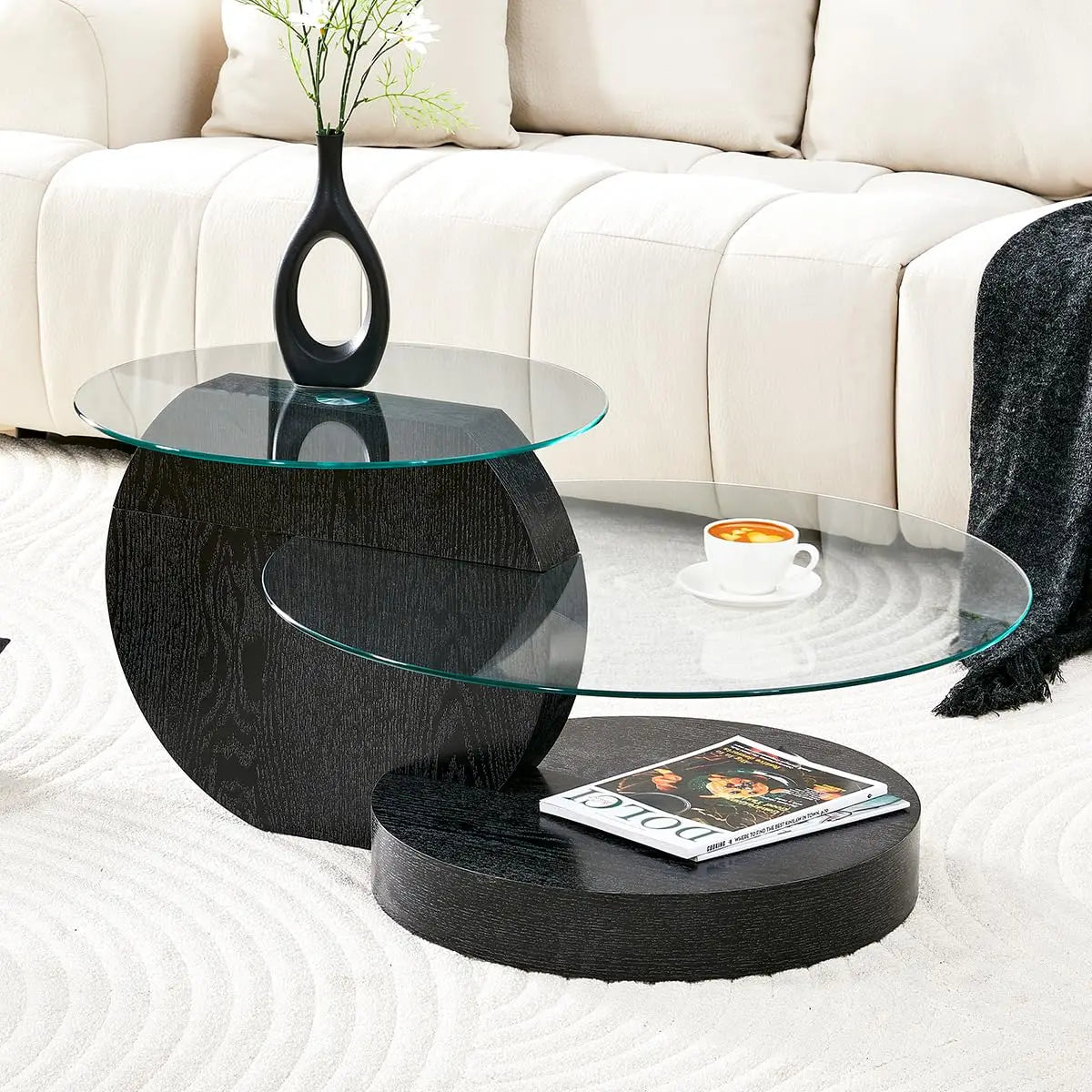 Glass 3 Tier Round Coffee Table