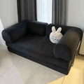 110” Sectional Couches, 3 Seat Grey Corduroy Boneless Couches Sofa Bed with Pillows