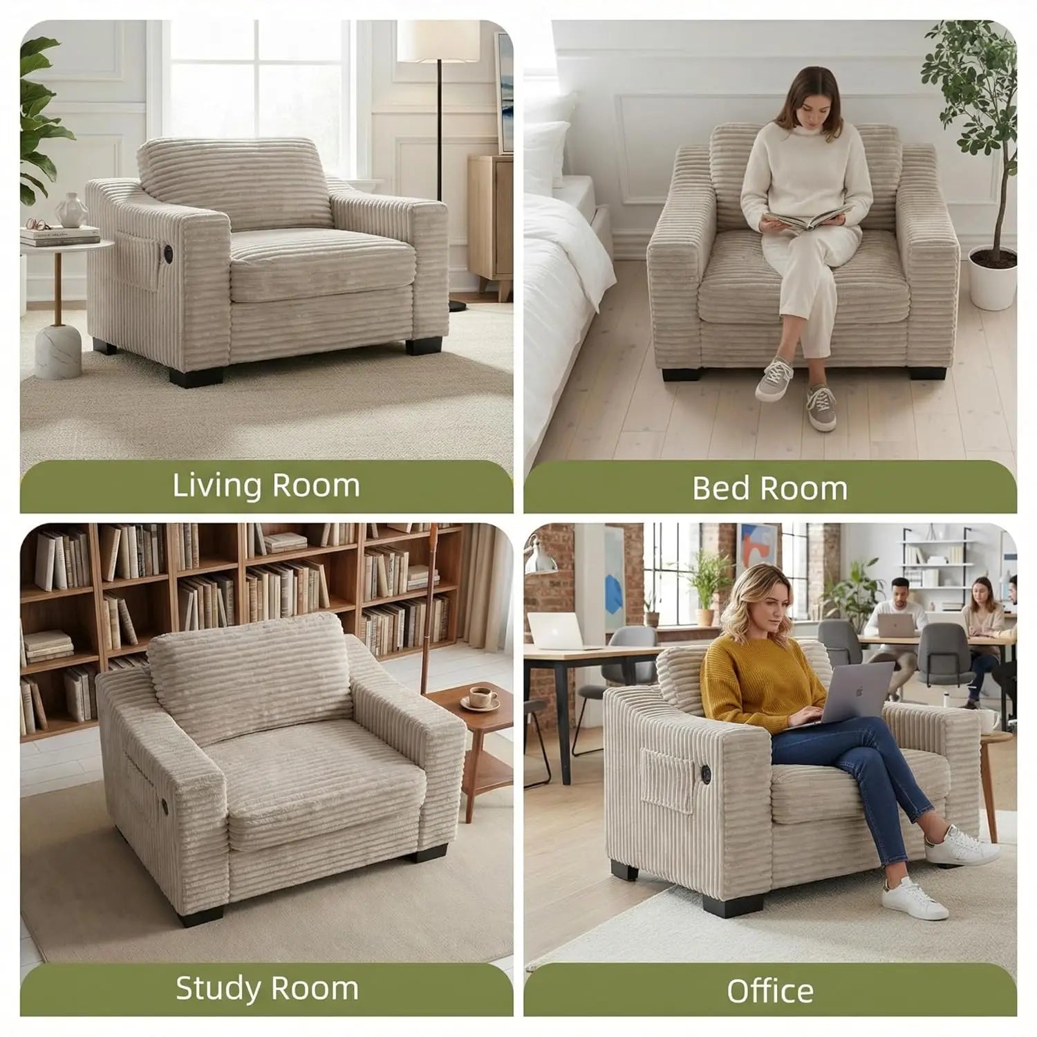 Oversized Accent Chair USB Charger