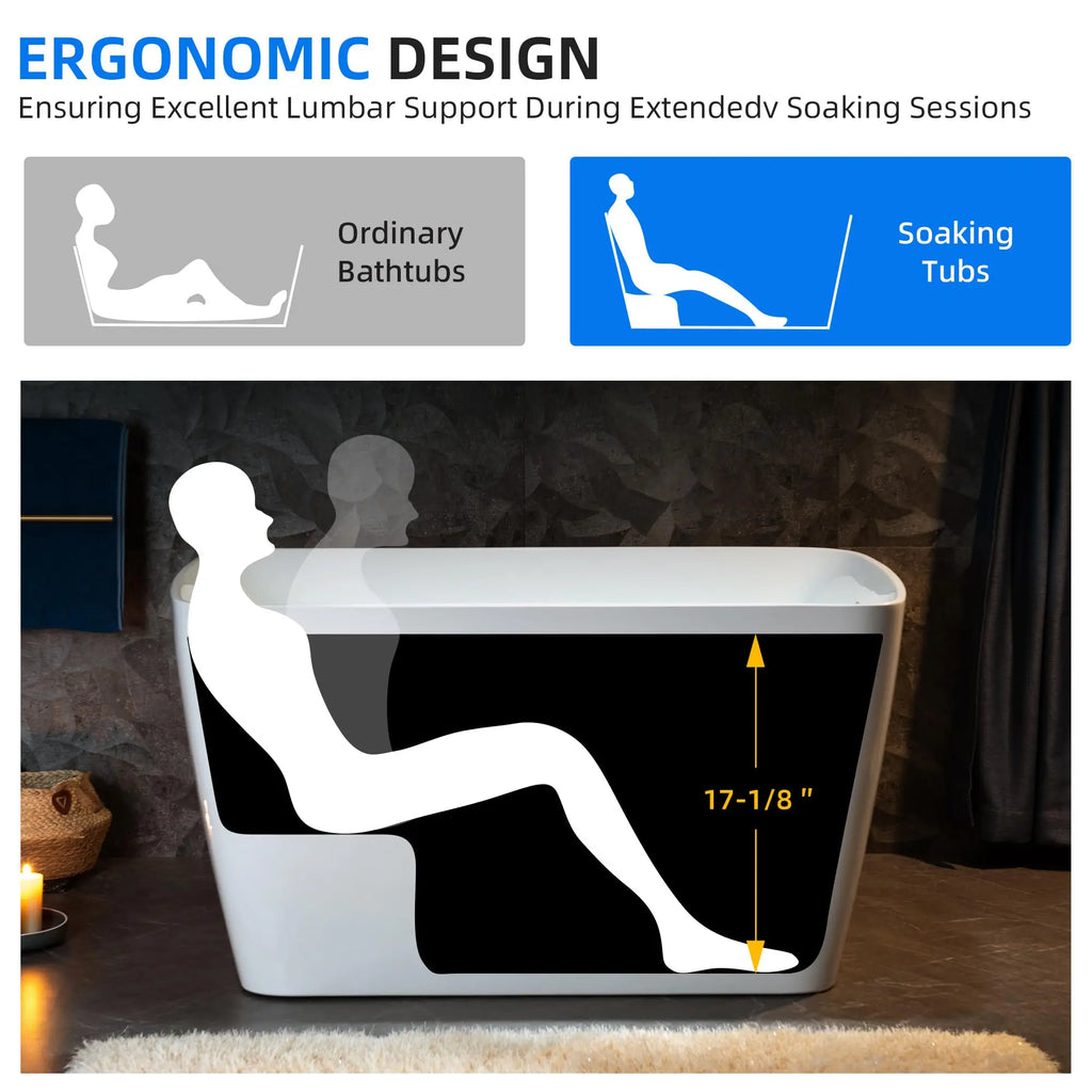 Acrylic Freestanding Square-shape Japanese Soaking Hot Tub