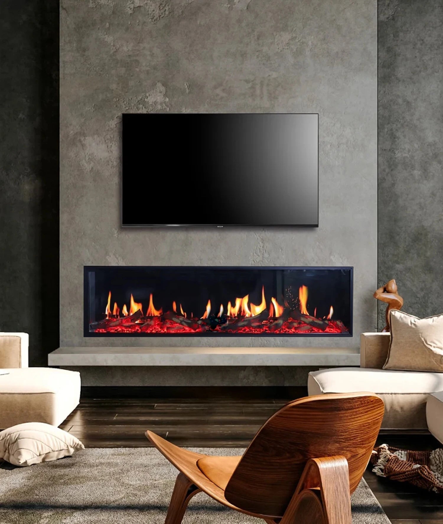 Holographic Fireplace, MGO 700x180x400mm, 3D Virtual Flame