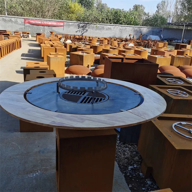 Weathering Steel Fire Pit Grill