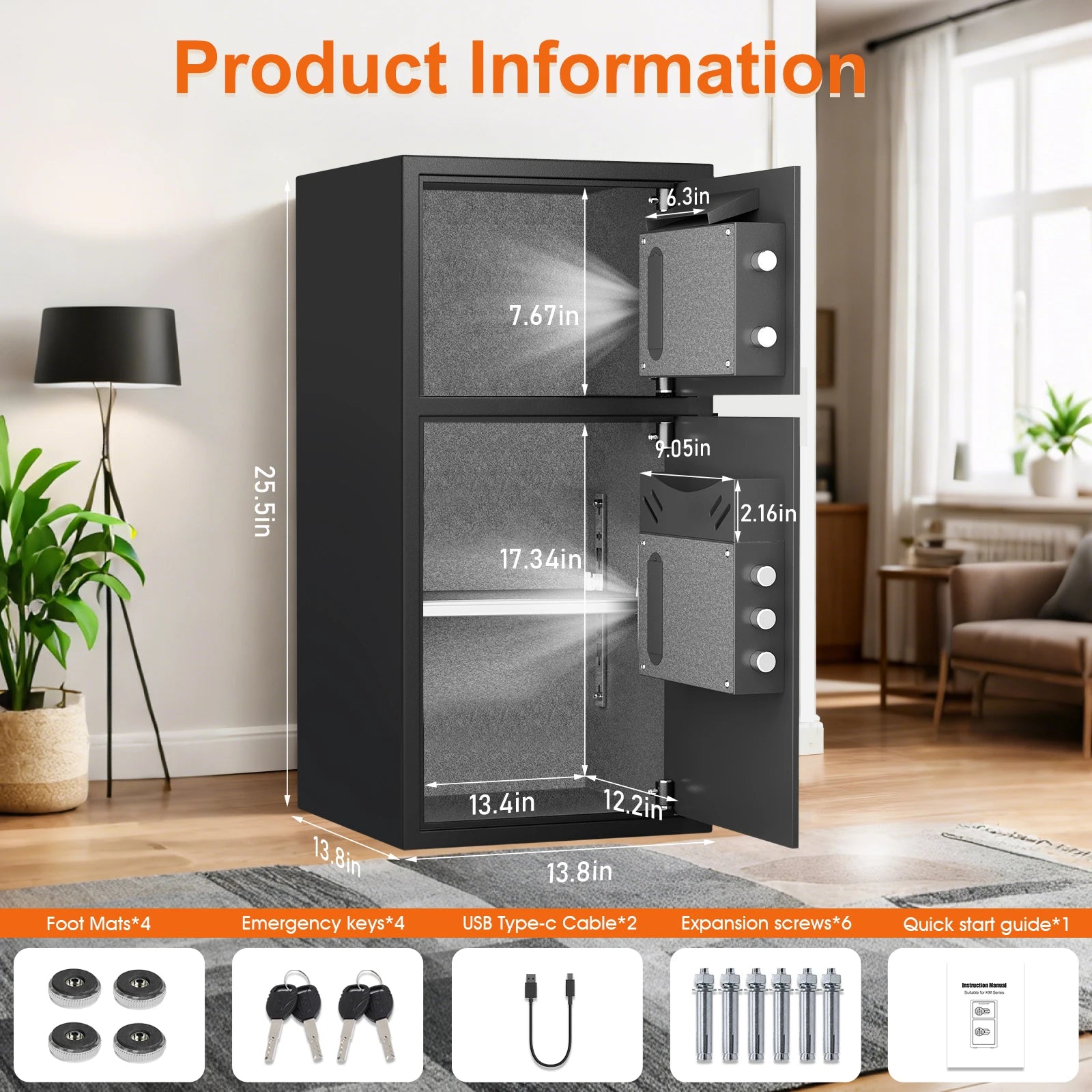 6.0 Cuft Large Fingerprint Home Safes