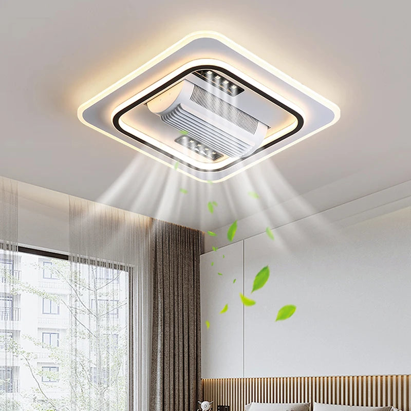 Invisible Bladeless LED Ceiling Fan Light Remote Control Ceiling Fan Lamp Home Decor Living Room Bedroom