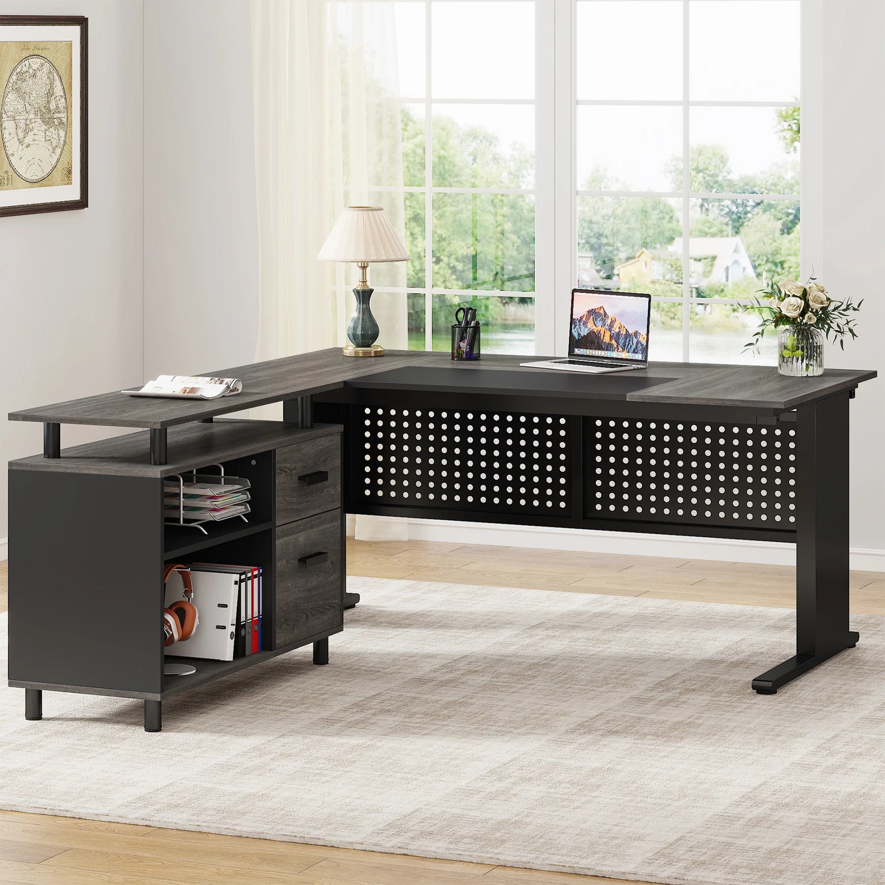 Executive Desk with File Cabinet
