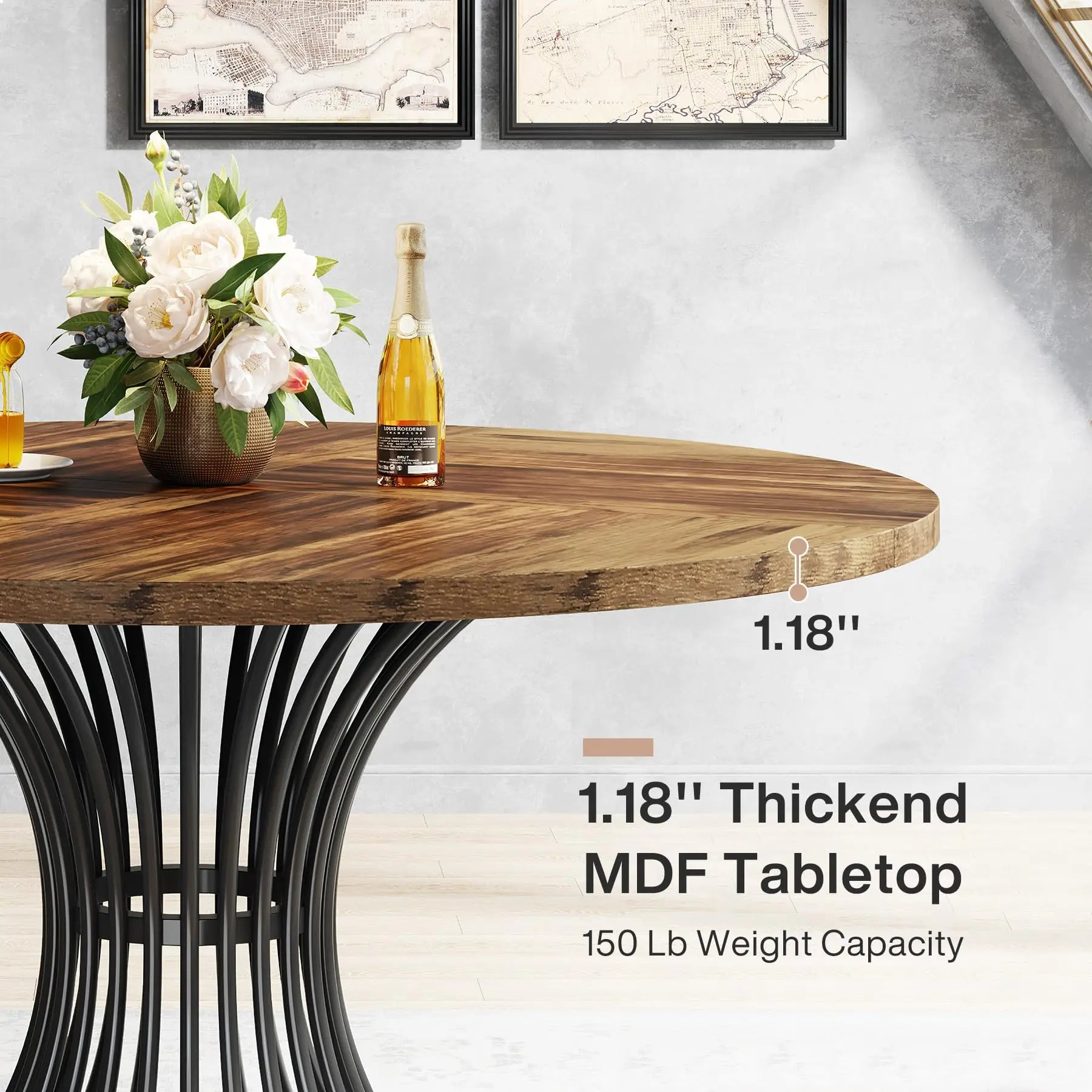 Round Dining Table for 4-6 People