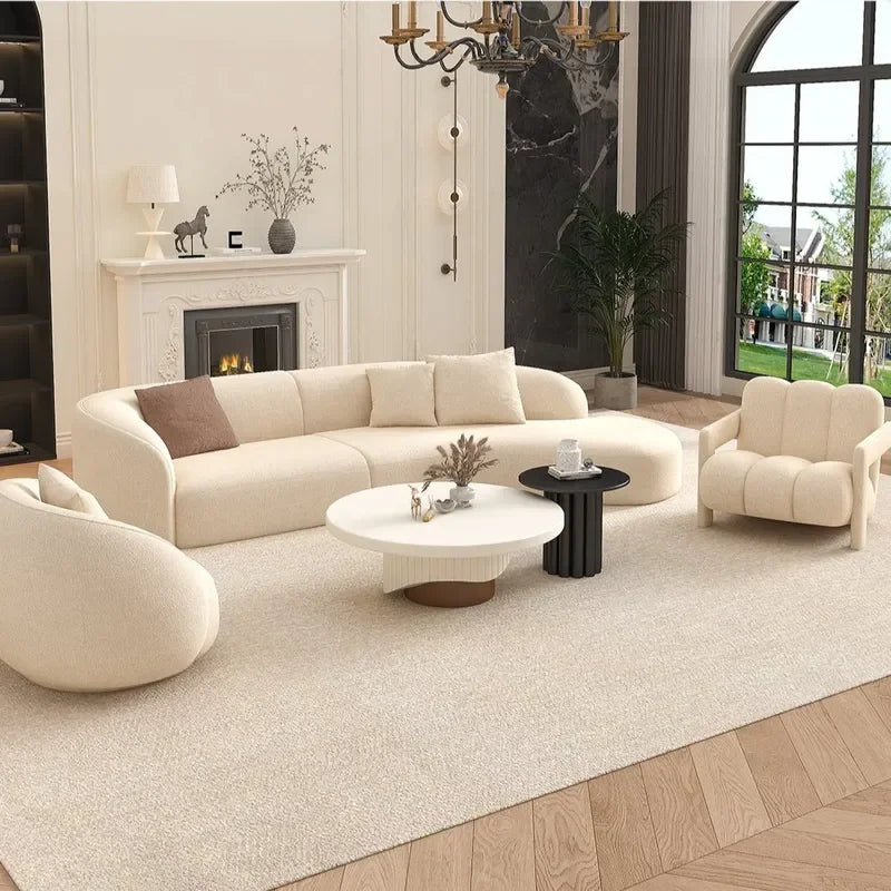 Nordic Fabric Sofa, Luxury Curved Large Sofa