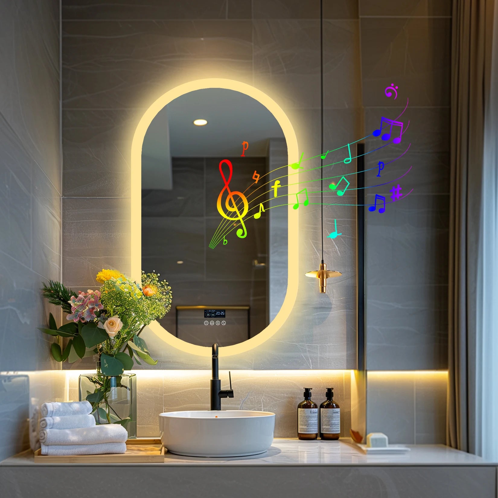 Oval LED Bathroom Mirror with Lights