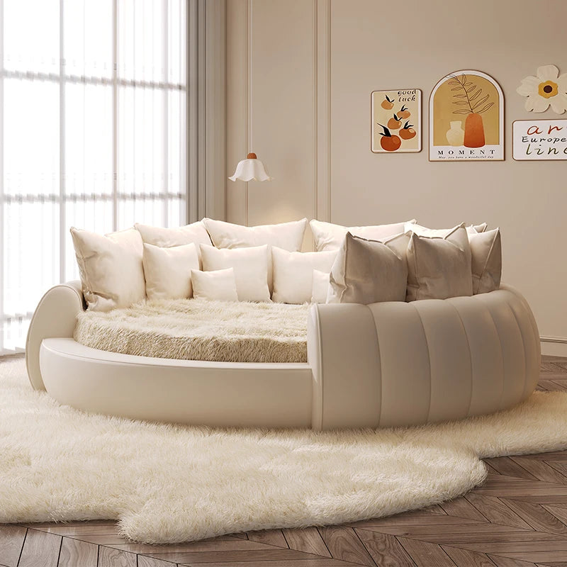 Genuine Leather Bed Round King Size