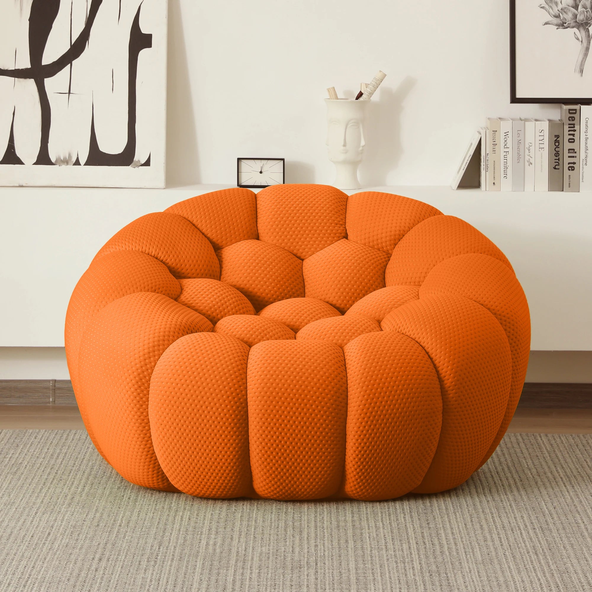 Oversized Boneless Bubble Couch, Football-Shaped Design
