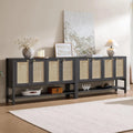 Rattan Sideboard Buffet Cabinet with Open Storage