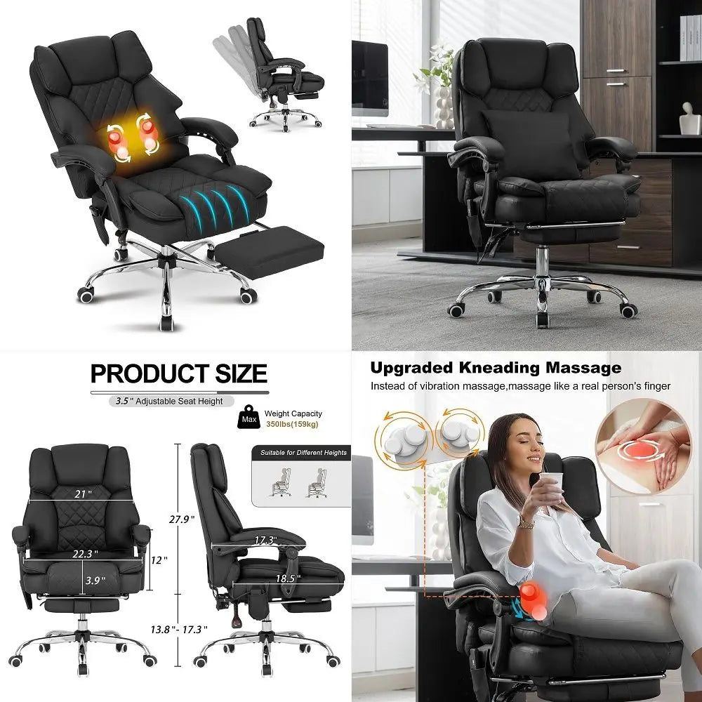 Reclining Executive Office Chair Massage with Heated, with Footrest, Computer