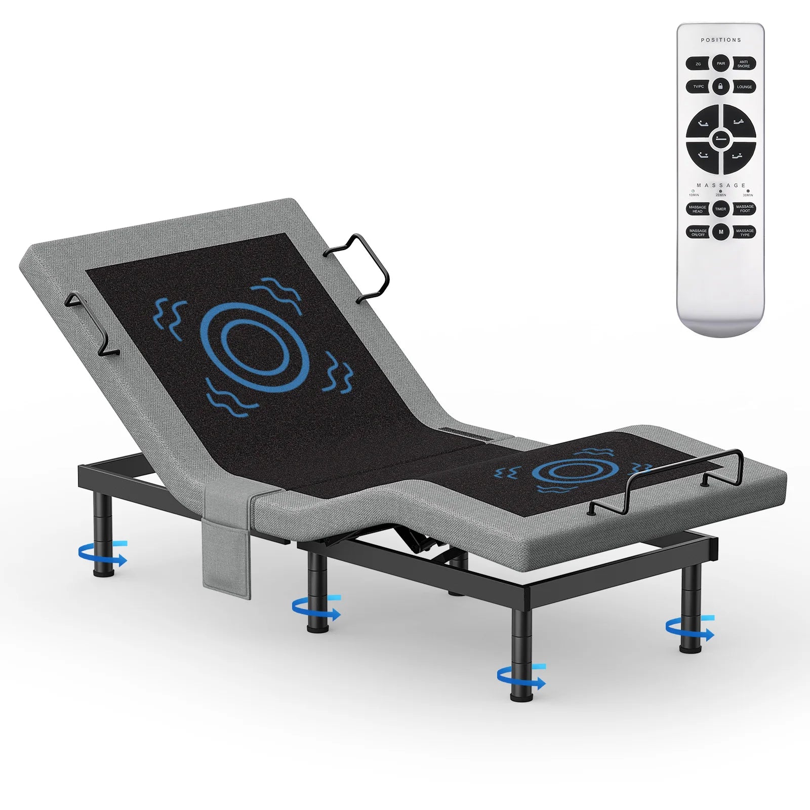 Twin Split King Size Adjustable Bed Base Frame with Massage
