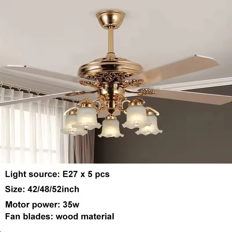 Gold Ceiling Fan Light 42inch 52in