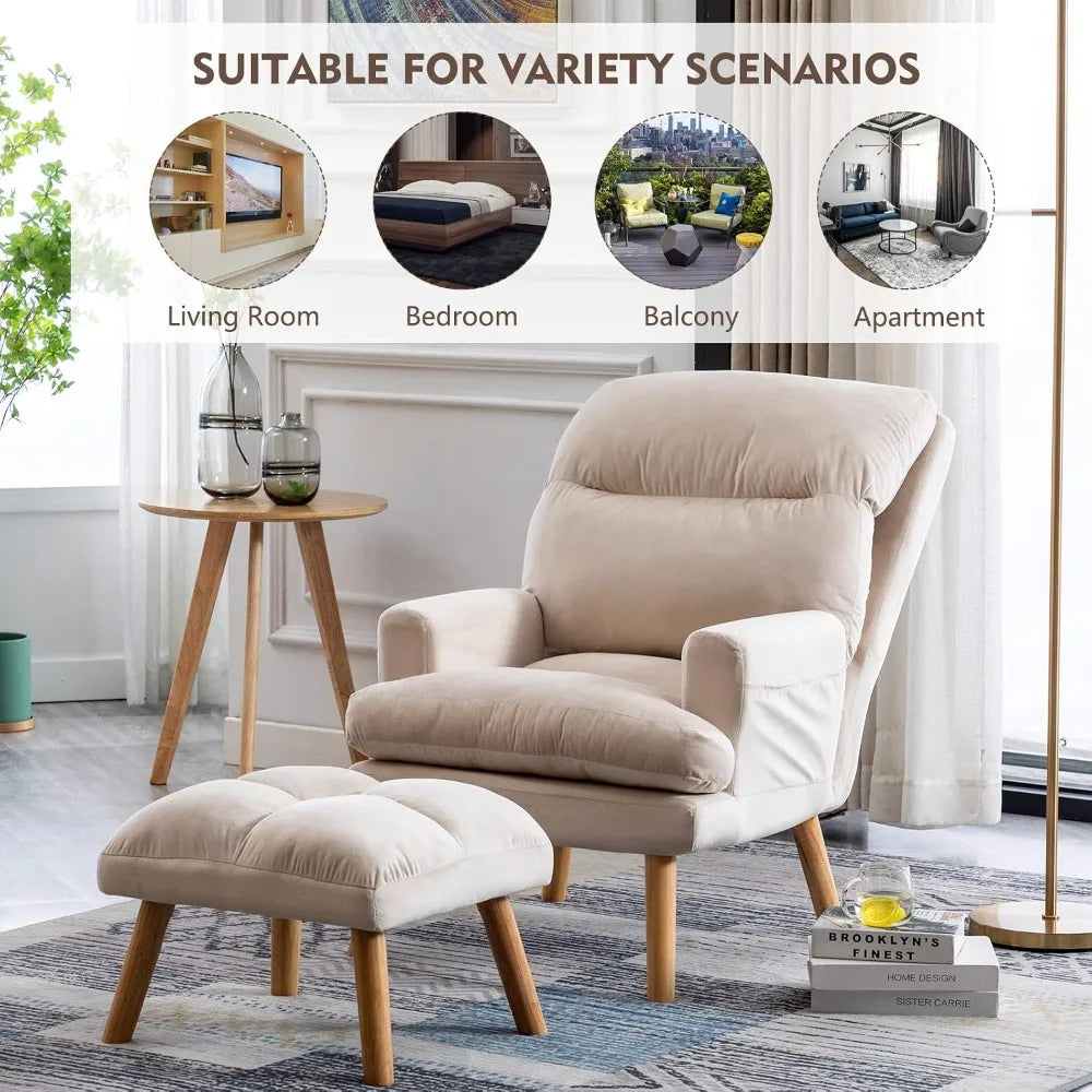 Modern Accent Chair with Ottoman