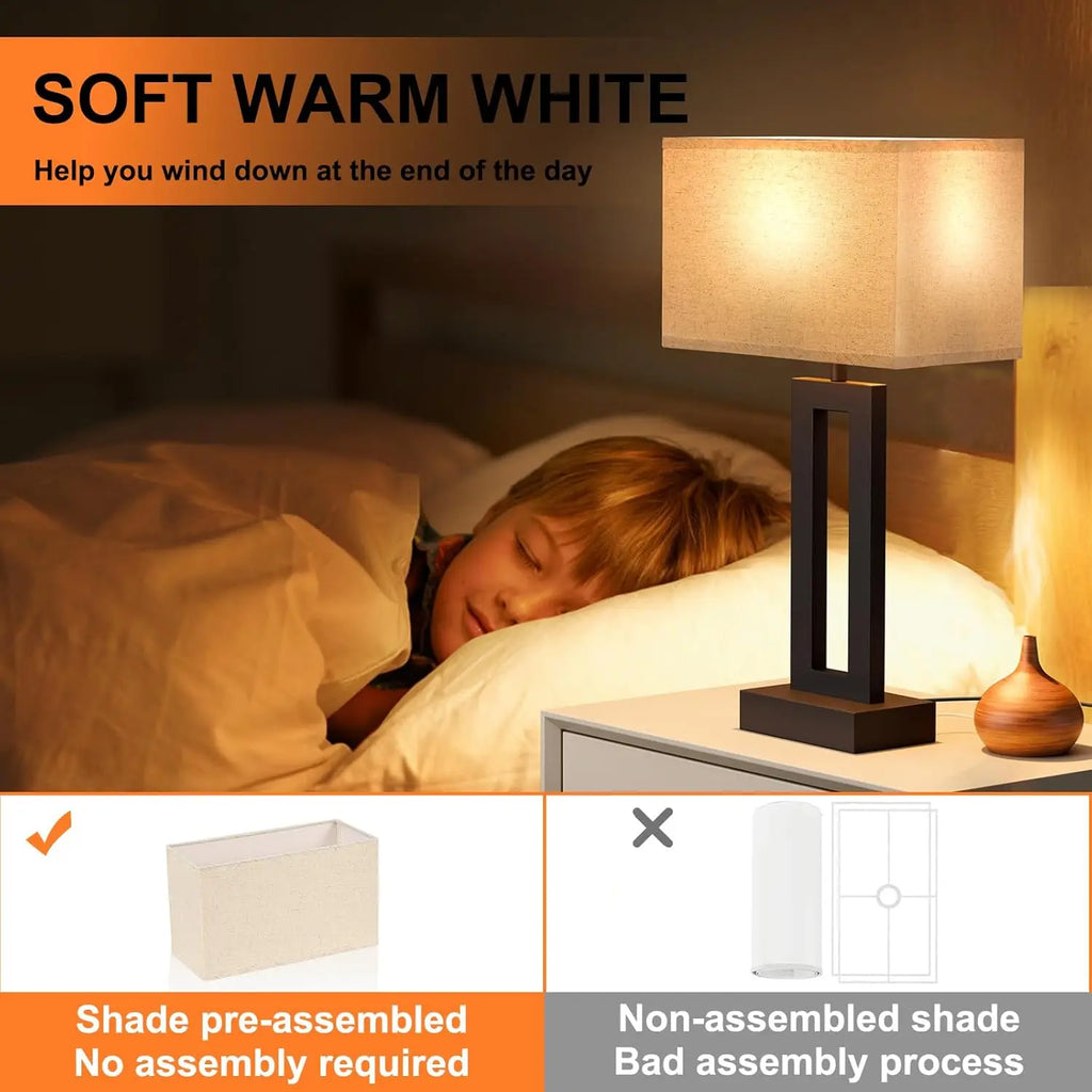 Night Stands Lamps with Touch Control, USB C+A Charging