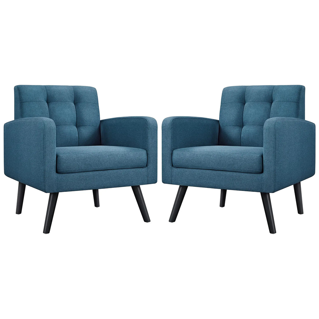 Mid-Century Leather Accent Chairs Set of 2