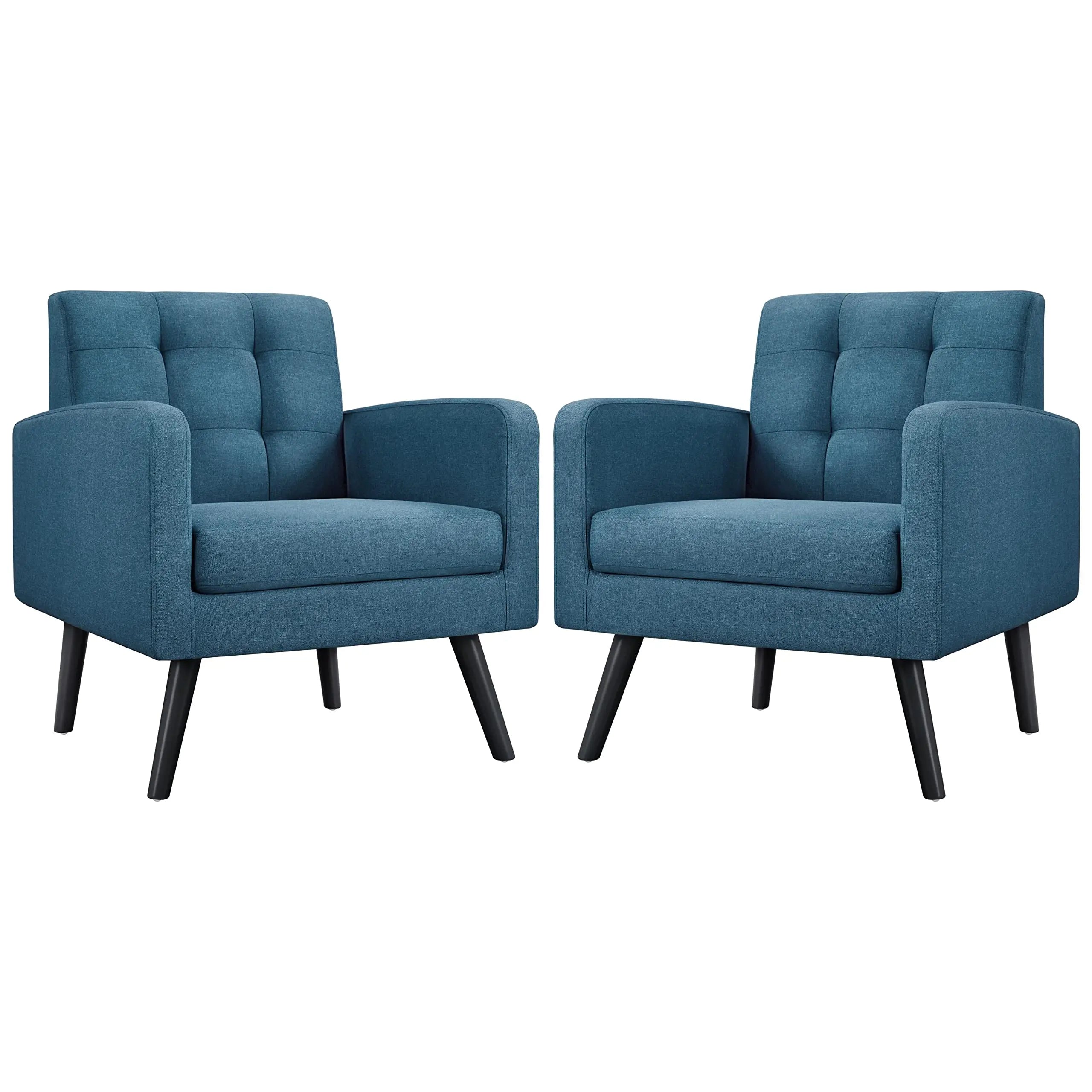 Mid-Century Leather Accent Chairs Set of 2