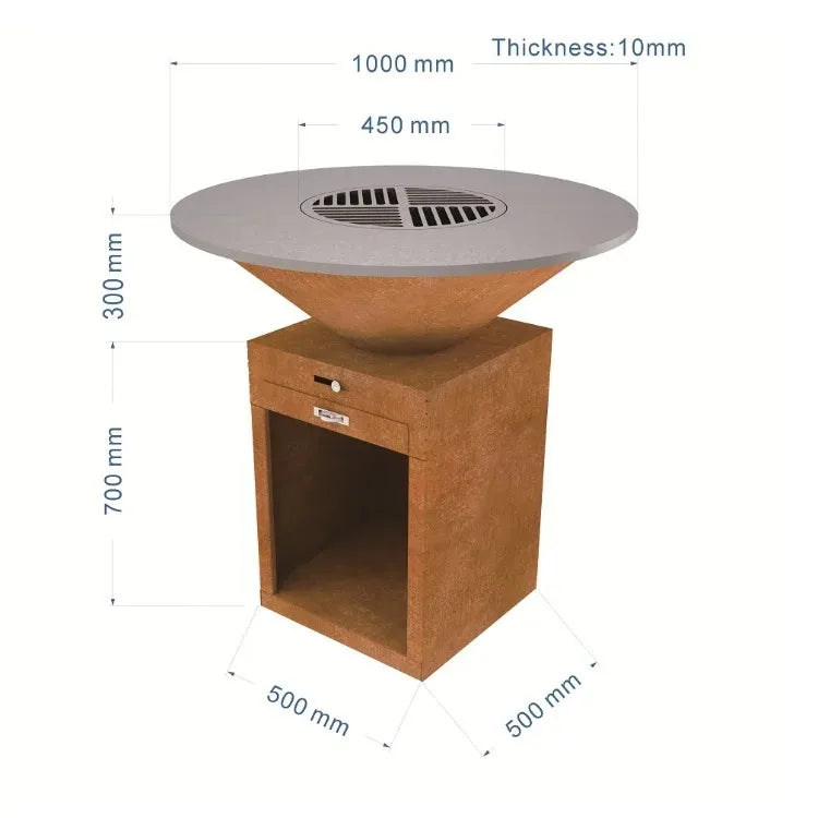 Weathering Steel Fire Pit Grill