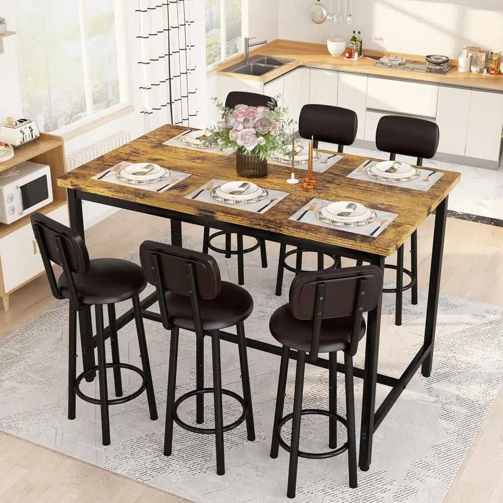 7-Piece Counter Height Bar Table Set
