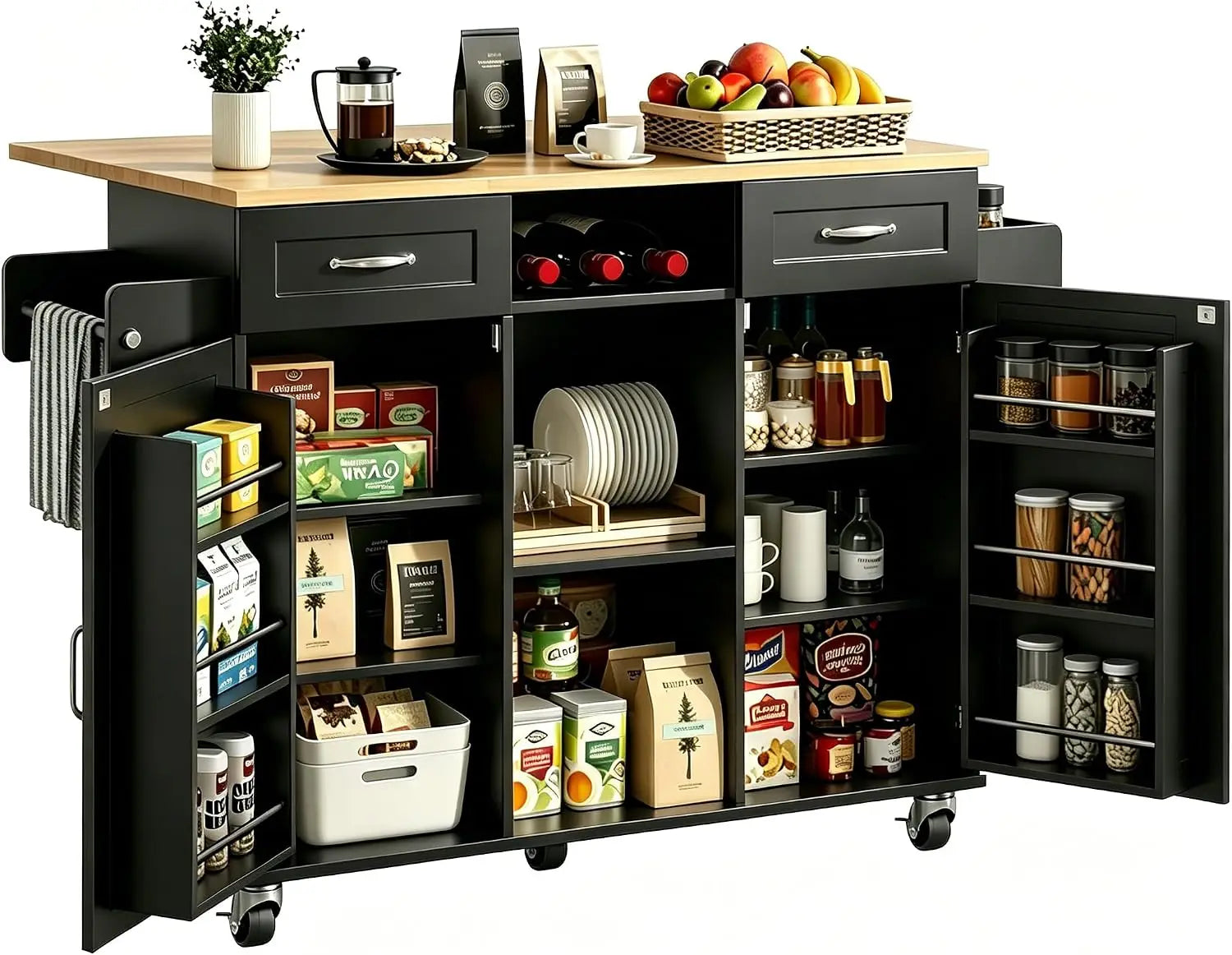 Rolling Kitchen Island Table With Folding Drop Leaf
