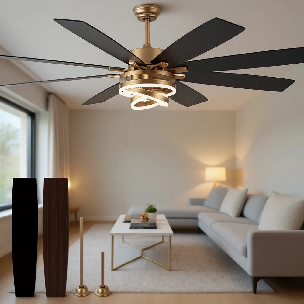 Large 72 Inch Modern Ceiling Fan with Lights and Remote