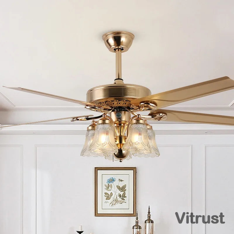Gold Ceiling Fan Light 42inch 52in