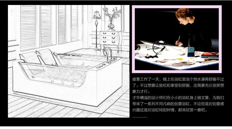 Glass Acrylic Whirlpool Massage Bathtub