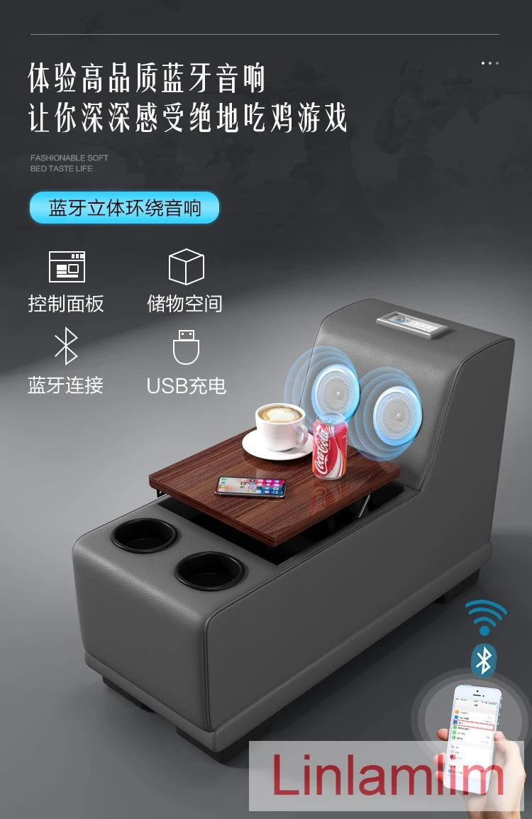 Italian Genuine Leather Sofa - Bluetooth Speaker, USB Charging