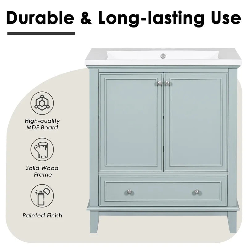30" Green Bathroom Vanity with Sink