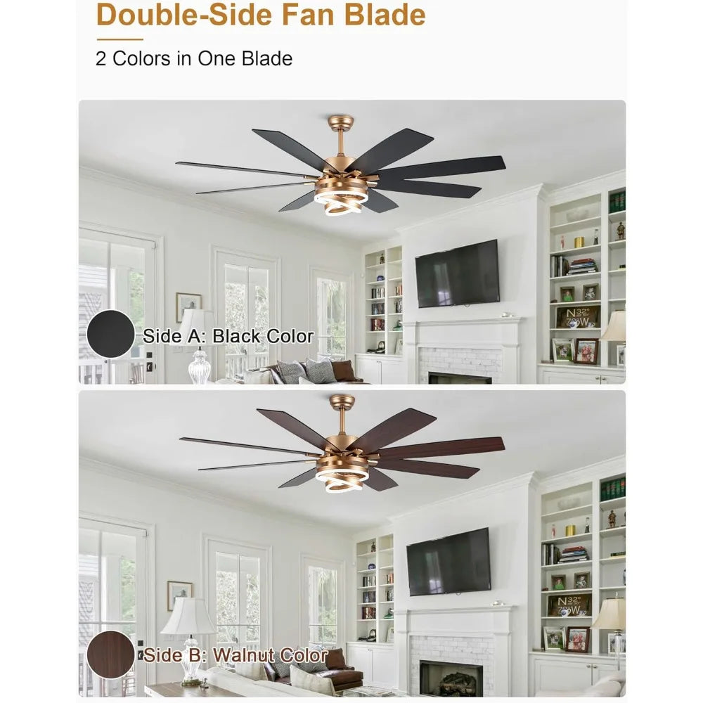Large 72 Inch Modern Ceiling Fan with Lights and Remote