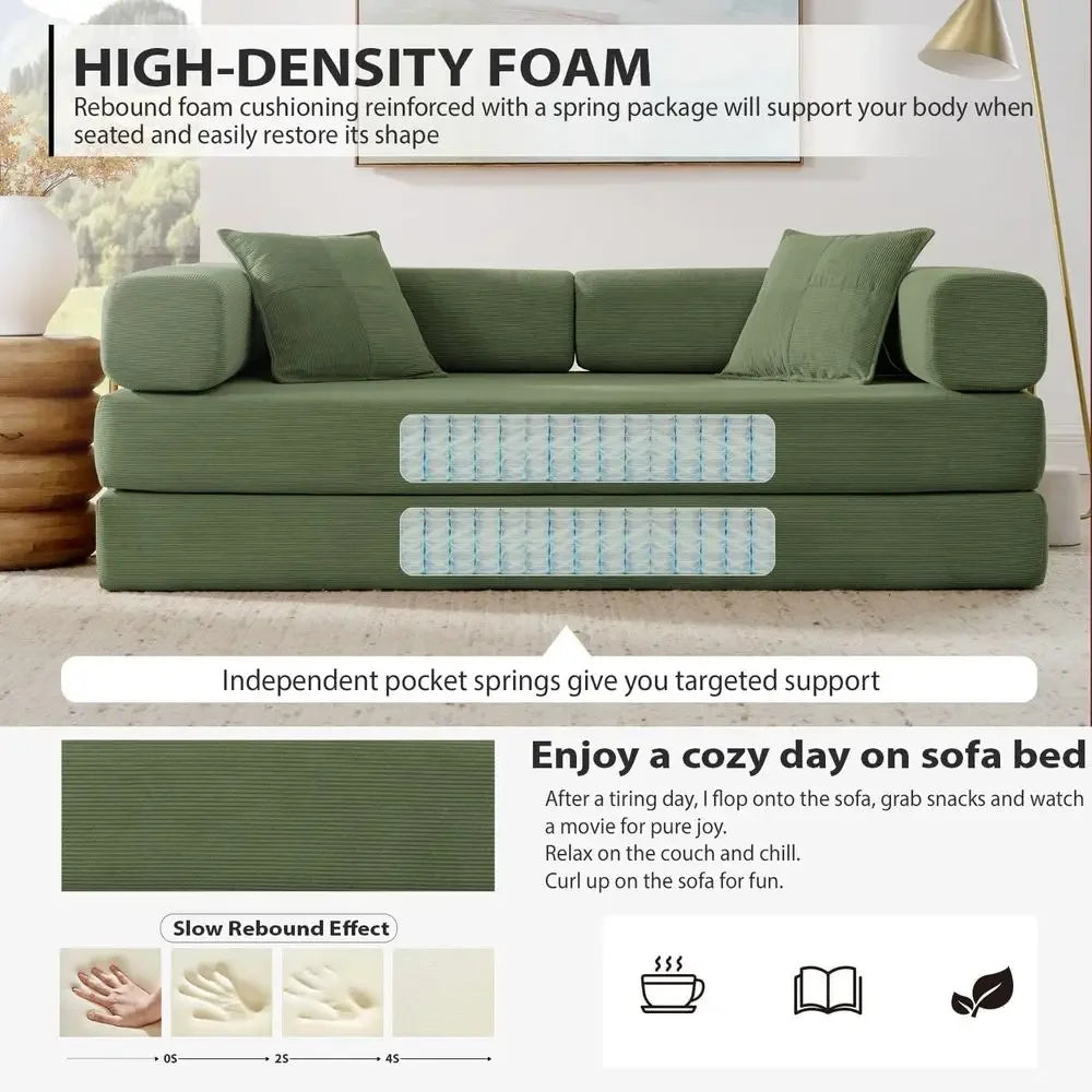 Convertible Sleeper Sofa Bed with Gold Legs