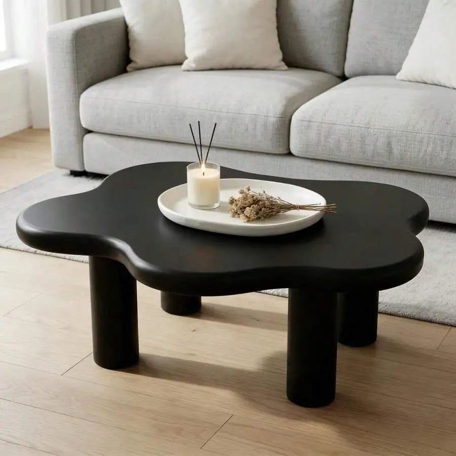 Cloud-Shaped Coffee Table With 4 Round Table Legs,